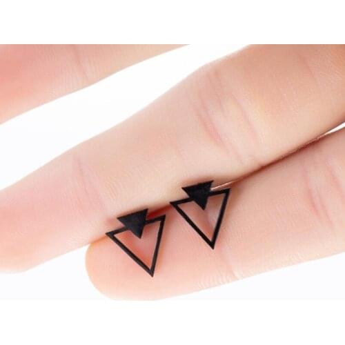 Jisensp Geometric Triangle Earrings Hollow Triangle Stainless Steel Earrings Fashion Jewelry for Women Gift bijoux femme