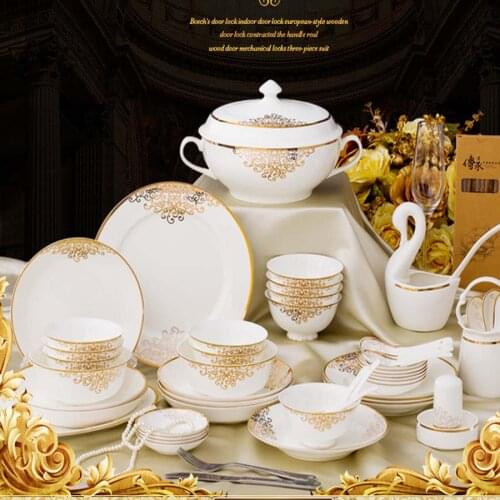 60 Heads Jingdezhen ceramics Dinner Dish Rice Salad Noodles Bowl home dish soup bowl taste dish rice bowl Pot Dinnerware Sets