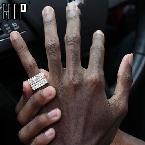 HIP Hop Classic CZ Cuban Square Ring Gold Silver Color Iced Out Zircon Charm Ring For Men Women Jewelry Size 8-10