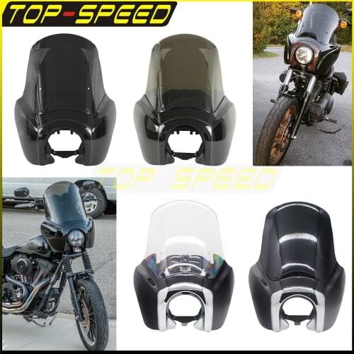 Club Style Sport Fairing 5 3/4" Inch Head Light Front Lamp Fairing Windshield Mask Cowl for Harley Dyna Street Bob FXR FXD