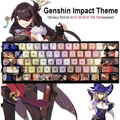109 Keys XDA Profile Genshin Impact Key Caps For Mechanical Keyboard Cherry MX Keycaps Set For 60/61/64/68/87/104/108 Keyboard