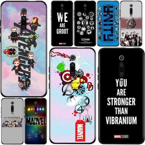Marvel Avengers cute text logo For Xiaomi Redmi 9i 9T 9A 9C 9 8A 8 GO 7 7A S2 Y2 6 6A 5 5A 4X Prime Pro Plus Black Phone Case
