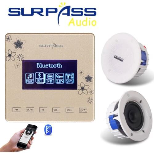 Mini Key Touch Amp Bluetooth Digital Power Wall Stereo Amplifier Audio Background Music Waterproof Ceiling Speaker for Bathroom