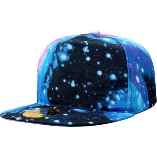 Fashion Hip Hop Baseball Cap Flat Gorras Starry Sky Print Plana Brim Bonnet Men Casual Snapback Hat Cotton Women Kappe Sombreros