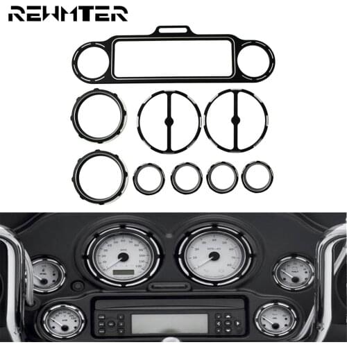 Motorcycle Stereo Accent Trim Ring +Speedometer Bezels+Speaker Trim Ring Cover Set For Harley Touring Street Glide FLTRX 1996-13