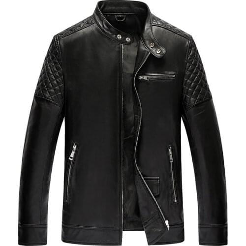 Mens Leather Jacket Autumn Winter Jacket Men Genuine Sheepskin Coat Motorcycle Jackets Plus Size 4xl 5xl Chaqueta 19-810 MY1664