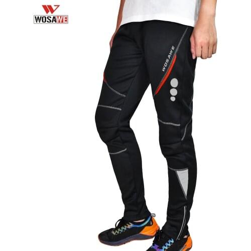 WOSAWE Mens Motorcycle Pants Waterproof Fleece Winter Windproof Reflective Trousers Casual Multi-Pockets Cycling Pants
