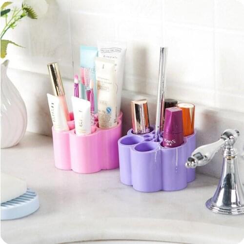Candy Color Desktop Cosmetics Organizer Plum Blossom Type Plastic Storage Box
