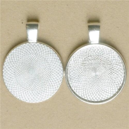 New Fashion 5pcs 25mm Inner Size Silver Color Round Cameo Cabochon Base Setting Charms Pendant