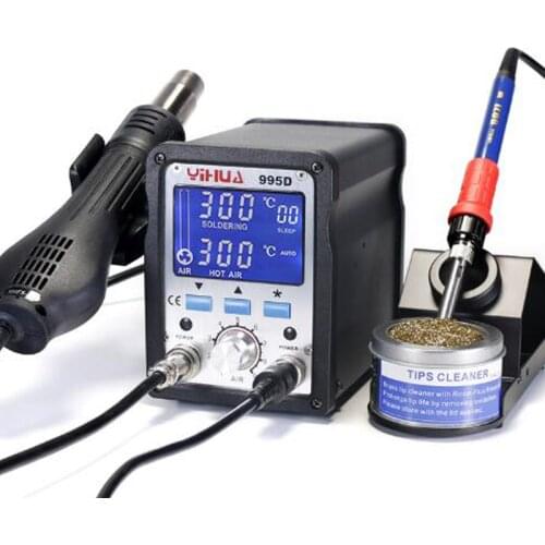 Upgrade Rework Station 110V/220V Hot Air Soldering Station LCD Screen SMD BGA Rework Station 60W Iron Soldering 995D