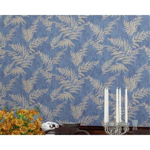Beibehang Southeast Asia Palm Leaf Leaves Wallpaper Nonwoven Plantain Personality Background Wall Theme Hotel Blue 3d Wallpaper
