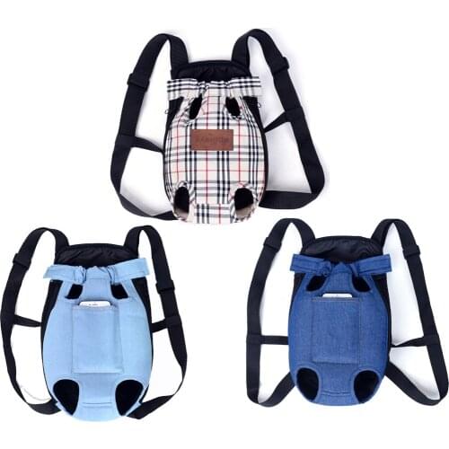 Pet Dog Front Chest Backpack Five Holes Backpack Check Dog Outdoor Carrier Tote Bag Sling Holder Cat Puppy Dog Carrier