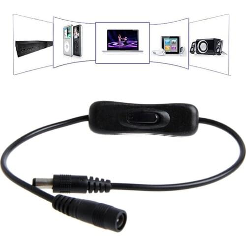 DC In-Line Power Plug 5.5x2.1mm Male To Female Extension Cable Cord With Switch On/Off Drop Ship