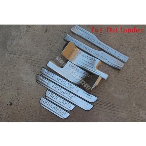 Car styling Samurai Stainless Steel Inner and Outer Side Door Sill Scuff Plate Trims 8pcs for 2013 -2016 Mitsubishi Outlander