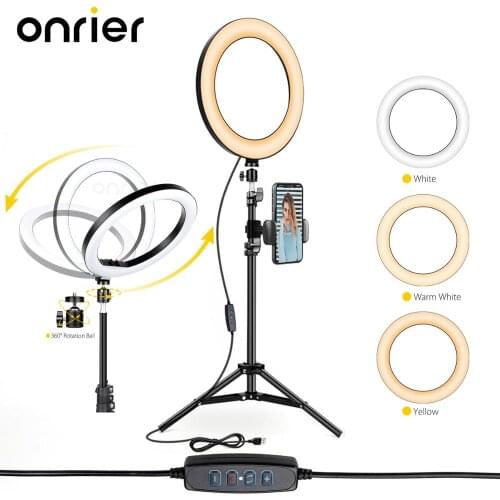 Onrier LED Ring Light Camera Ring light Tripod Stand Phone Holder for YouTube Photography Interview, Video Recording OLS07D
