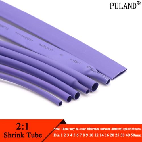 1M Purple Dia 1 2 3 4 5 6 7 8 9 10 12 14 16 20 25 30 40 50 mm Heat Shrink Tube 2:1 Polyolefin Thermal Cable Sleeve Insulated