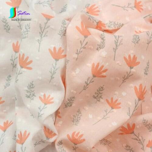 Thin Pure Cotton Cut-printed Soft Tabby Cotton Jacquard Floral DIY Hand-made Clothing Fabrics Breathable High Grade A0081A