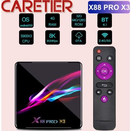 X88 PRO X3 Android 9.0 TV Box Amlogic S905X3 Quad core 5G Wifi 4K 4GB 128GB Set Top Box Google Media YouTube 64GB 32G