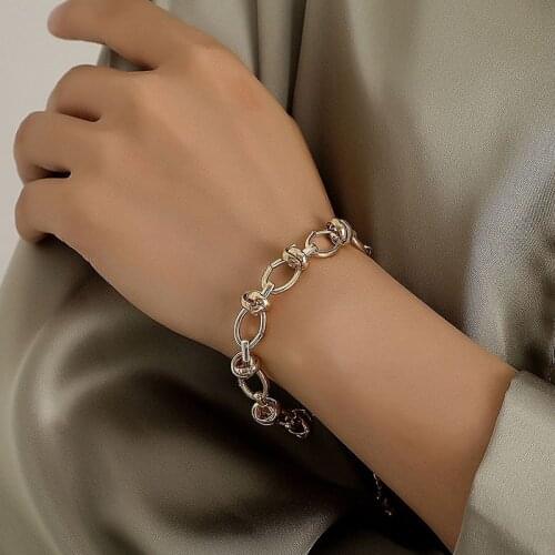 Vintage Punk Alloy Thick Chains Bracelets for Women Simple Temperament Hollow Geometric Bracelet Party Jewelry Gift