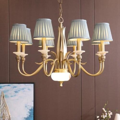 High End Modern Chandelier Lighting Villa Duplex Living Room Bedroom Dining Room Light Luxury Jade All Copper Chandeliers