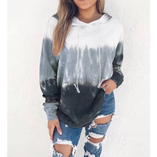 Gradient Tie Dye Hoodies Womens Long Sleeve Hooded Sweatshirt Pullover Tops Autumn Winter Hoodie Harajuku Pastel Clothes A40