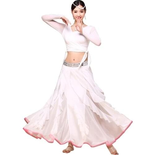 2018 Women Dancewear Belly Dance Clothing Practice Costume Oriental Dance Costumes 4pcs Set (Top, Hip Scarf and Skirt)