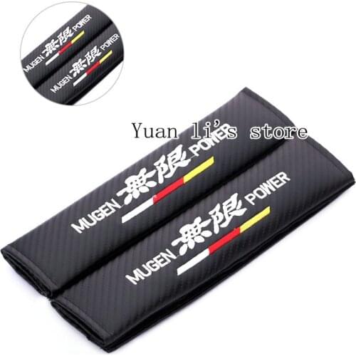 1pair 2pcs Carbon fiber seat belt cover shoulder pad JDM for MUGEN power