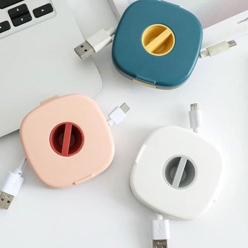 New Portable 1PC Cable Organizer Rotating Cable Winder Box Plastic Portable Wire Storage Case Phone Holder