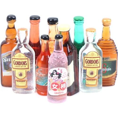 10Pcs/lot Random Kawaii Dollhouse Miniature Drinks Wine Model Doll Kitchen Food Accessories