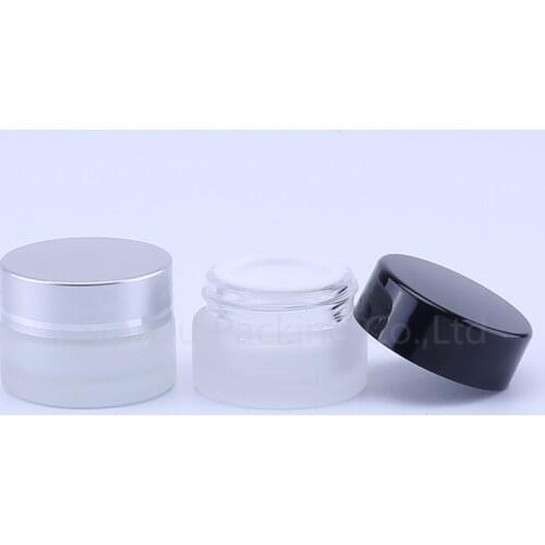 200pcs 5g Glass Cream Jars Cosmetic Packaging with lid plastic caps & inner liners round empty small glass jars