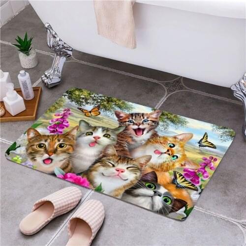 3D Cat Animal Floor Mat Carpet Living Room Large Size Flannel Soft Bedroom Rug Cute For Children Boys Toilet Mat Doormat