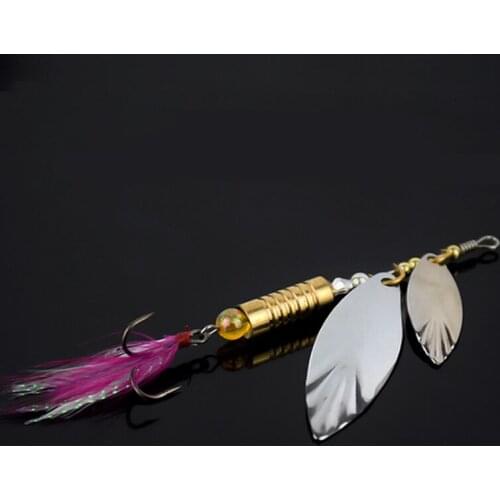 5pcs metal fishing lure set box 7g 10g sequins manual swing long throw brass central axis fishing rotating lure bait set