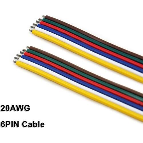 6PIN Cable,10m,20AWG,Wire,for 2835 3528 5050 RGB+CCT LED Strip,Low Voltage DC12V/24V, LED Strip light, Linear Lighting,Rigid bar