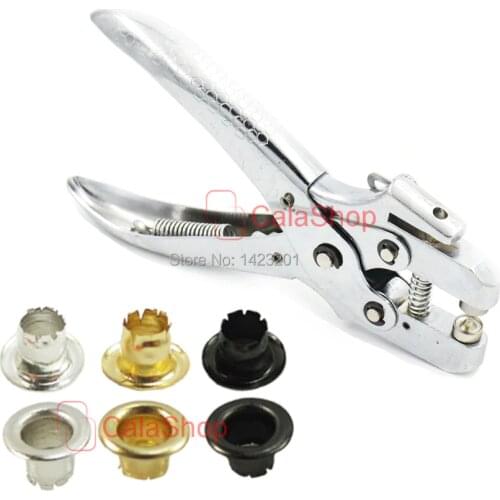 600 Pcs / Lot 4mm 3/16" Eyelets Grommet with Setting Heavy Pliers Canvas Clothes Bags Self Backing Leather Wholesale