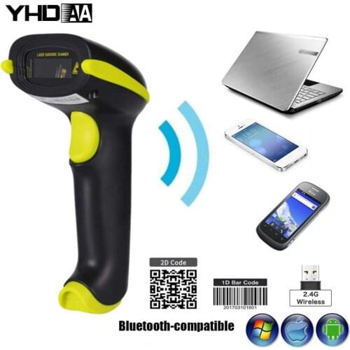 Wireless 2D Barcode Scanner 1D/2D QR Bar Code Reader Bluetooth-compatible Support Mobile Phone Handheld Code Reader Warehouse