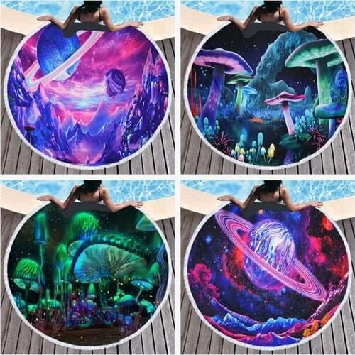 150cm Large Round Beach Towel Colorful Quicksand Print Shower Bath Towels Creative Funny Abstract Beach Blanket Cover