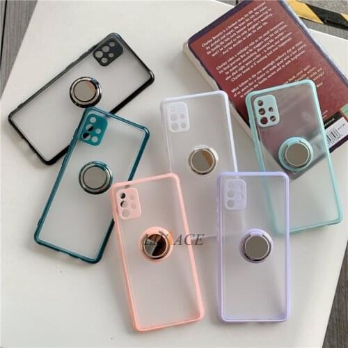 Matte Ring Holder Phone Stand Case For Samsung Galaxy A51 A71 A52 A72 A32 4G 5G A42 A12 A41 A31 A21S Shockproof Silicone Cover