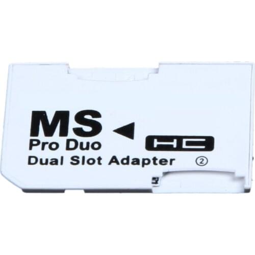 Dual Slot Micro for SD SDHC TF to Memory Stick MS Card Pro Duo Reader Adapt Card Set Double Card White for PSP Card White