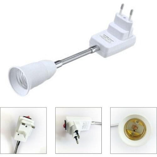 ​​E27 EU Plug Socket Adapter with On/Off Switch Light Lamp Bulb All Direction Extension Adapter Extenders for Home Light Fixture