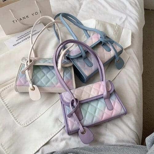 Elegant Female Flap Square Bag 2021 Mixcolor Fashion New High Quality PU Leather Womens Designer Handbag Shoulder Messenger bag