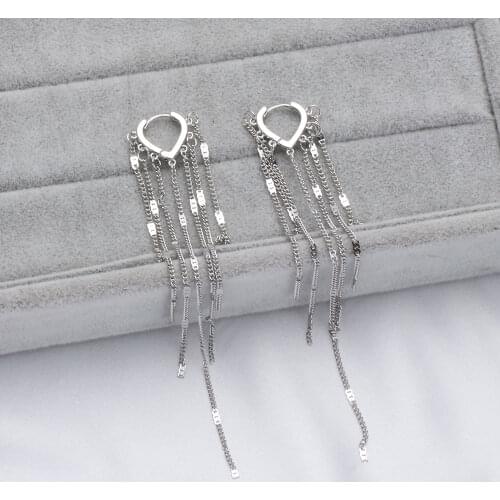 11cm Heart Long Tassel Earrings Elegant Dangle Jewelry Women Fashion Hoop Earring 2021 Hot Girls Gifts