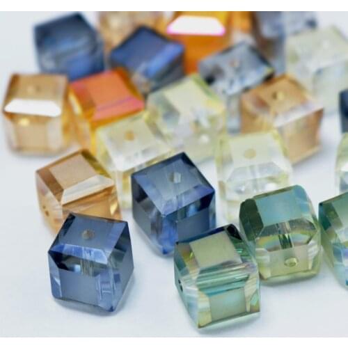 10mm Square Cube Beads 39pcs/lot Flower Frosted Crystal Glass Beads Loose Beaded For Fashion DIY Jewelry Findings Accessories