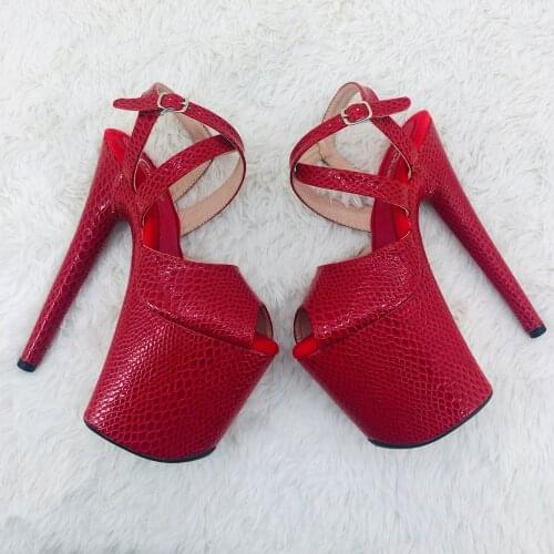 Leecabe 20cm/ 8inches shininy PU upper toe open fashion sexy platform high heel sandals pole dance shoes