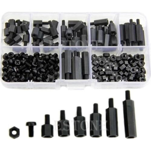 M3 Nylon Black Hex M-F Spacers/ Screws/ Nuts Assorted Kit, Standoff Free shipping H02