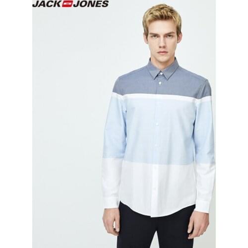 JackJones Mens 100% Cotton Business Casual Contrasting Splice Long-sleeved Shirt | 220105538