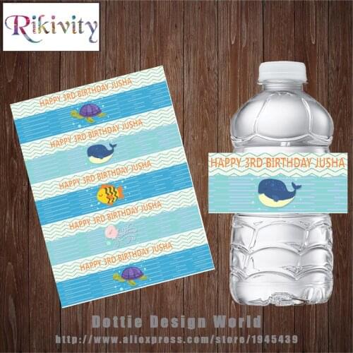 20pcs/lot Personalized Ocean Annimal Zoo Water Bottle Wine Labels Candy Bar Wrapper Baby Shower Birthday Party Decoration Supply