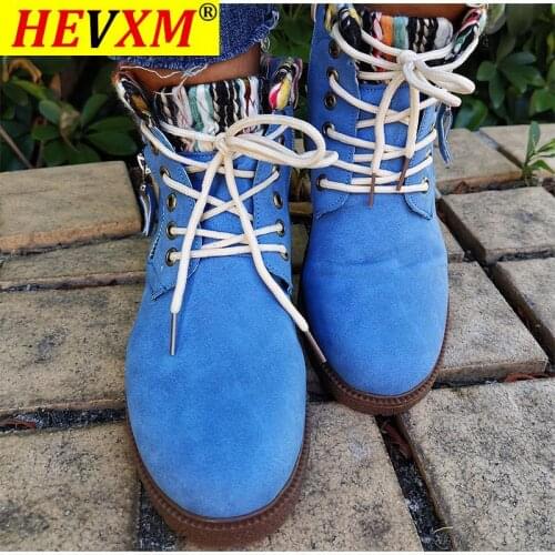 New Women Boots Ankle Short Suede Lace Up Woman Shoes Autumn Ladies Zipper Casual Low Heels Sewing Female Fashion Plus Size