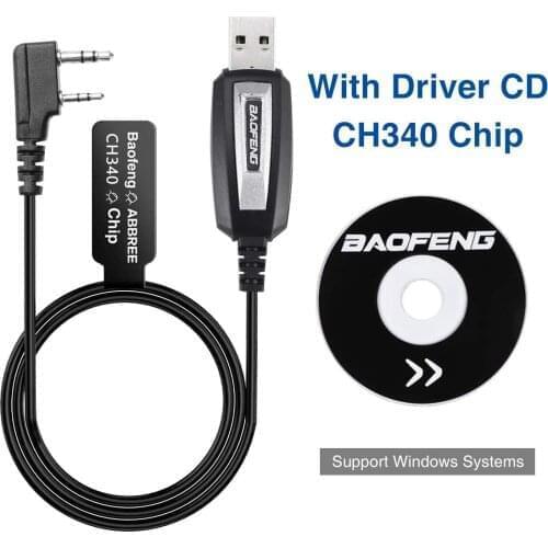 Baofeng CH340 Upgrade 2Pins USB Programming Cable For Win10 Radio Baofeng UV-82 BF-888S GT-3 Walkie Talkie Two Way Radio UV5R