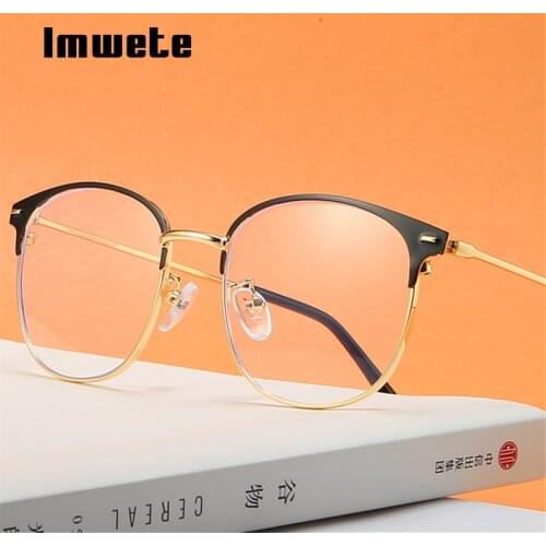 Imwete Anti Blue Light Glasses Frame Men Women Cat Eye Design Computer Eyeglasses Metal Frames Gold Silver Black Spectacles