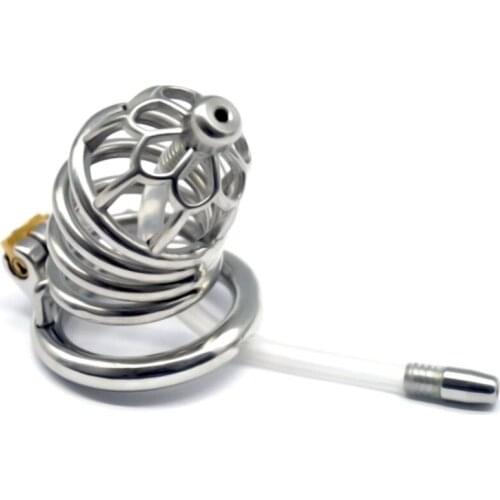 Sex Shop Chastity Circular Ring Super-long Cage Bird Cage Stainless Steel Chastity Cage with Catheter Sex Toys for Men G7-1-265D